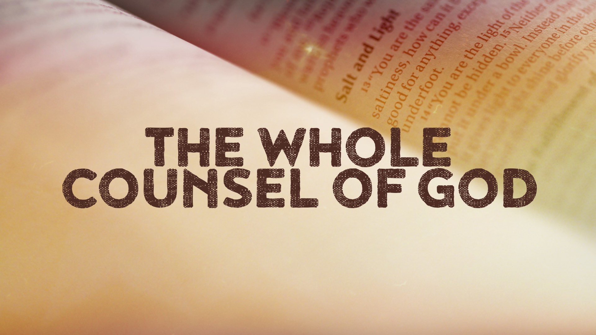 The Whole Counsel Of God TravisAgnew